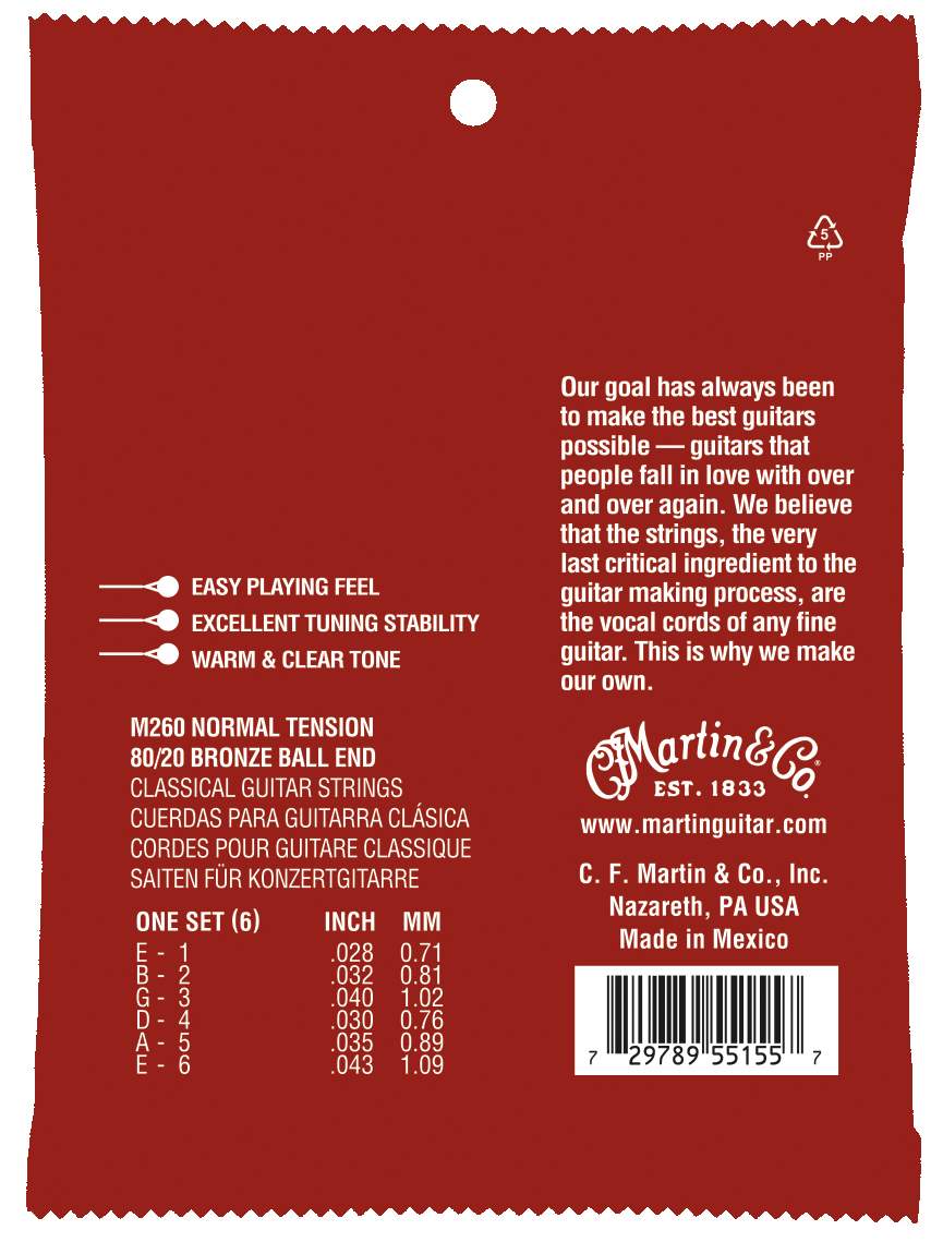 Martin Classical M260 Normal Tension Ball End struny pro klasickou kytaru