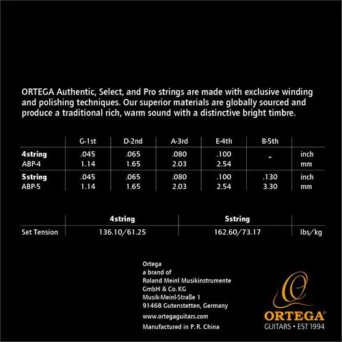 Ortega ABP-4 struny pro akustickou baskytaru