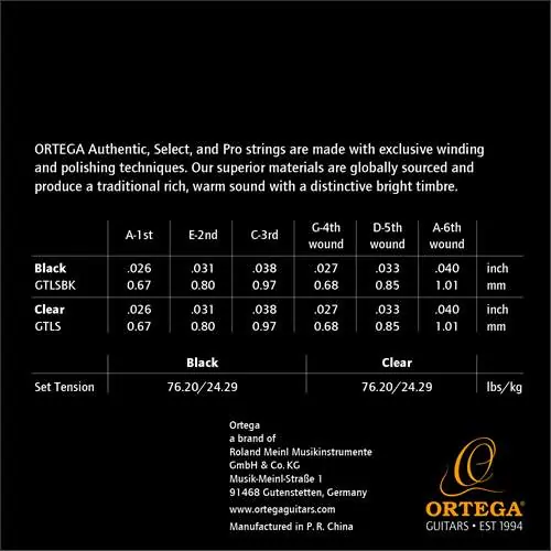 Ortega GTLSBK struny pro kytarové ukulele