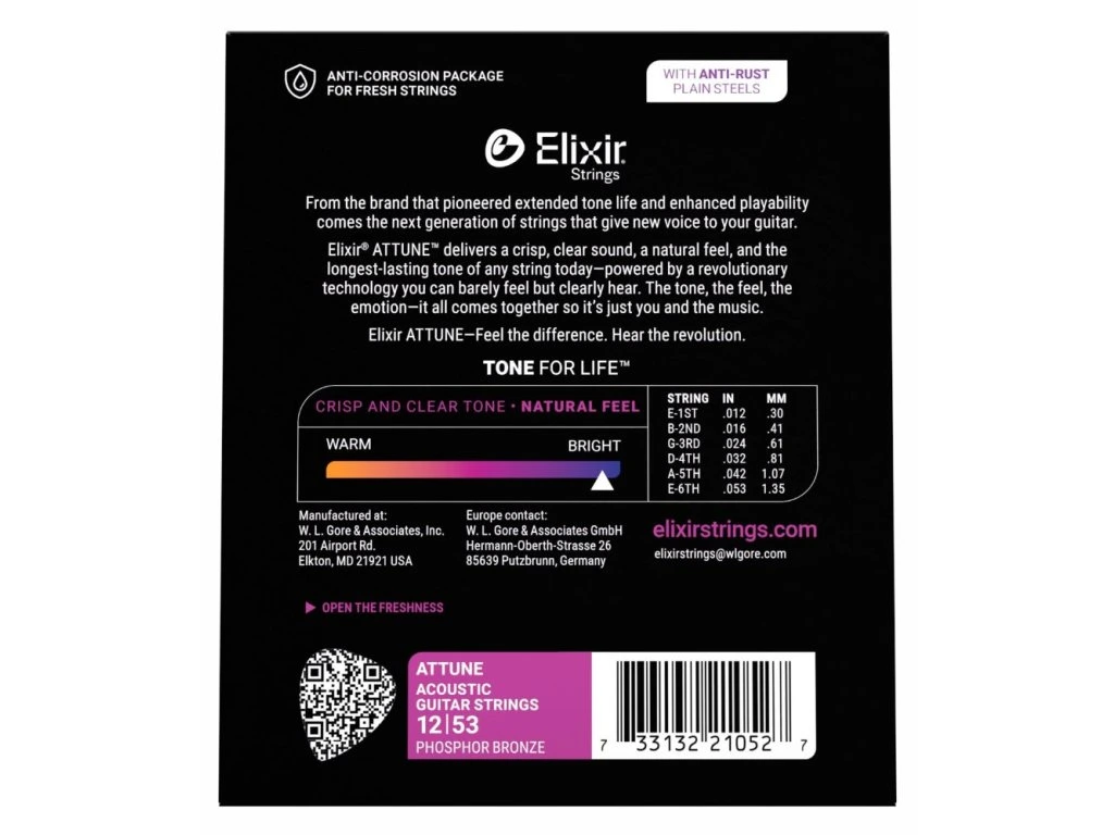 Elixir ATTUNE Acoustic Phosphor Bronze 21052 (012-053) struny pro akustickou kytaru