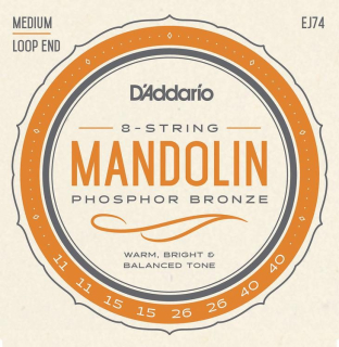 D'Addario EJ74 Phosphor Bronze Medium 11-40 struny pro mandolínu