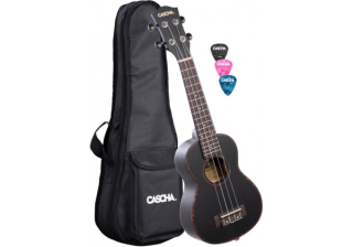 Cascha HH 2262 Premium Mahogany Ukulele Set Black sopránové ukulele