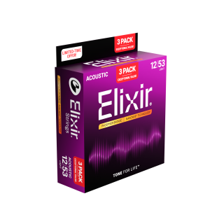 Elixir 16569 Phosphor Bronze 12/53 3-Pack struny pro akustickou kytaru